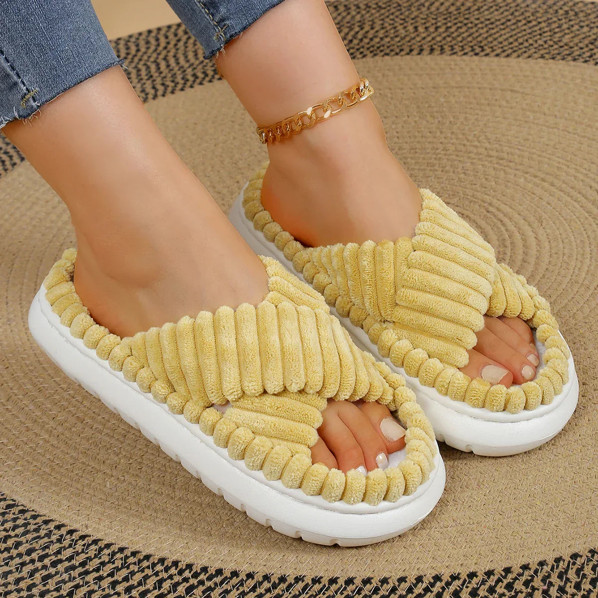 Pantoufles/Chaussons d'Hiver pour Femmes - Velours