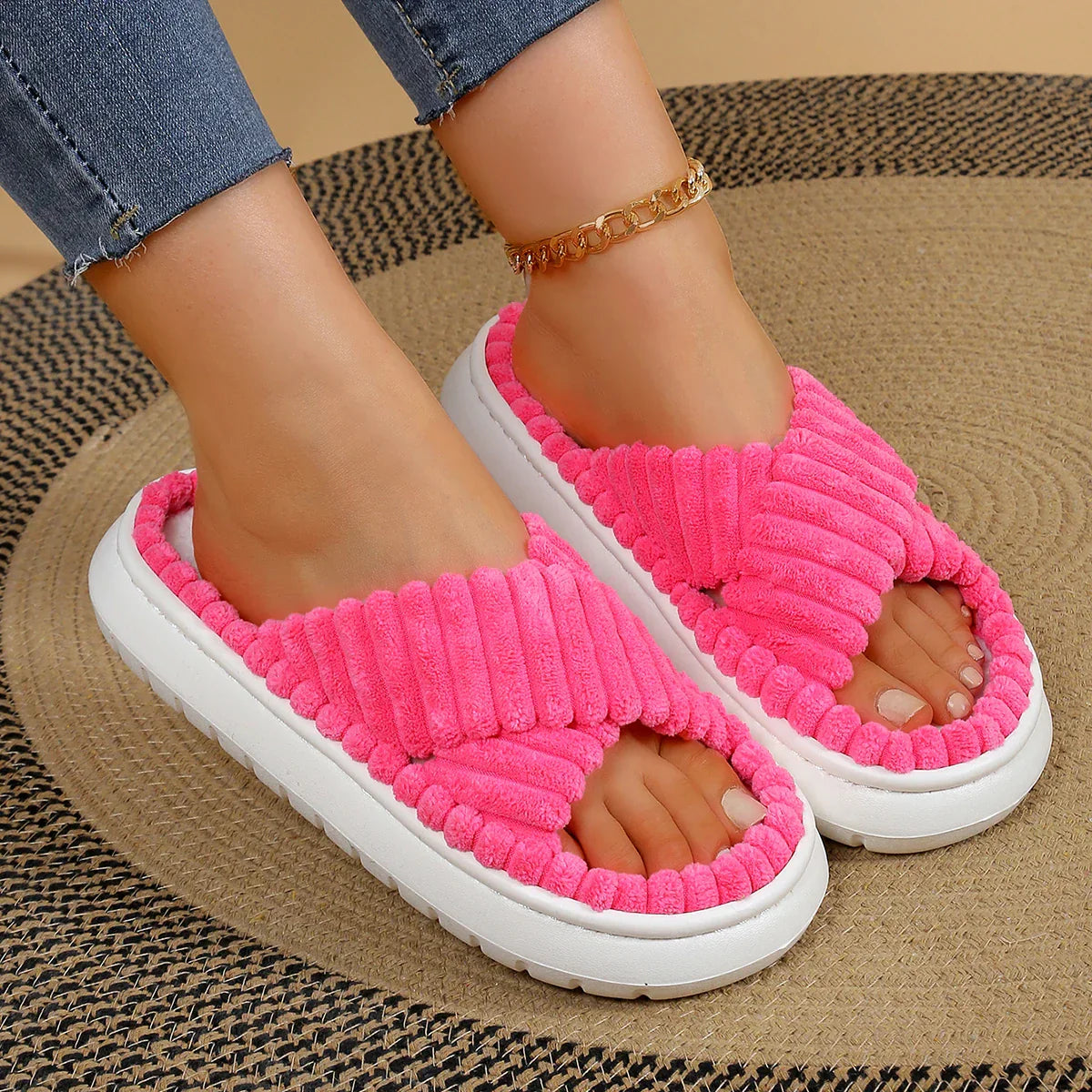 Pantoufles/Chaussons d'Hiver pour Femmes - Velours