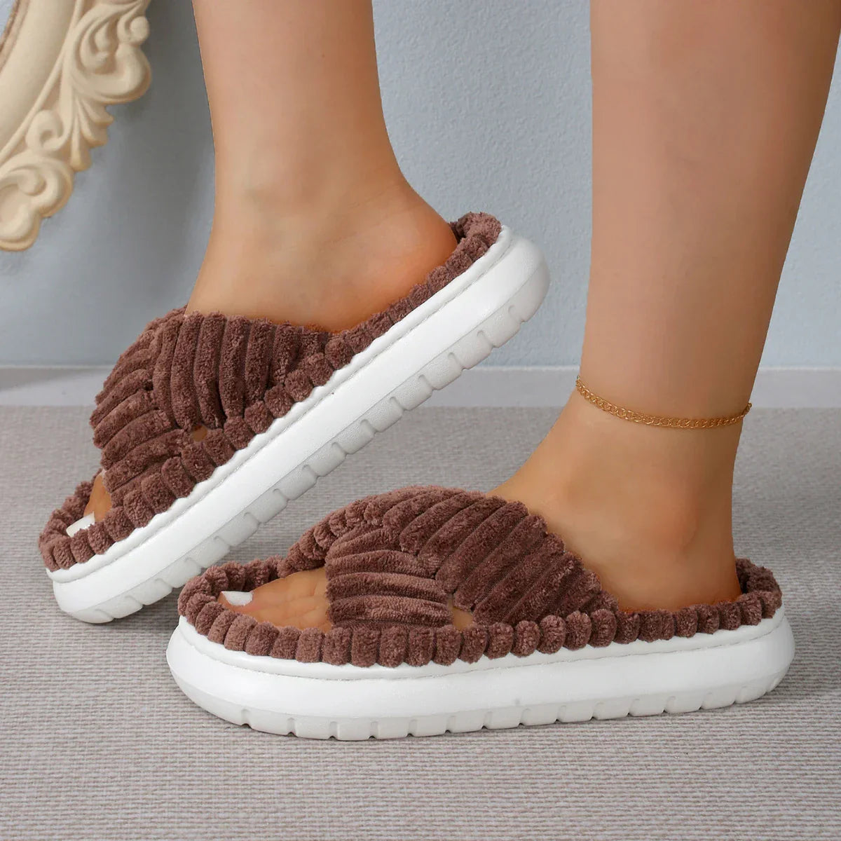 Pantoufles/Chaussons d'Hiver pour Femmes - Velours