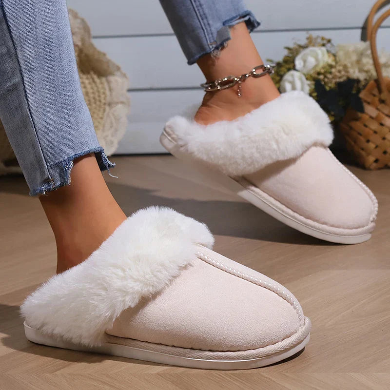 Pantoufles/Chaussons en Daim et Fourrure pour Femmes - Luxe et Chaleur