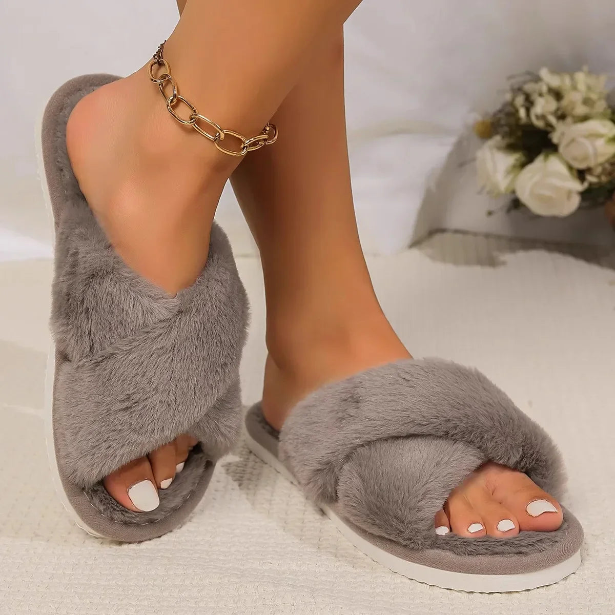 Pantoufles/Chaussons d'Hiver Femmes - Peluche