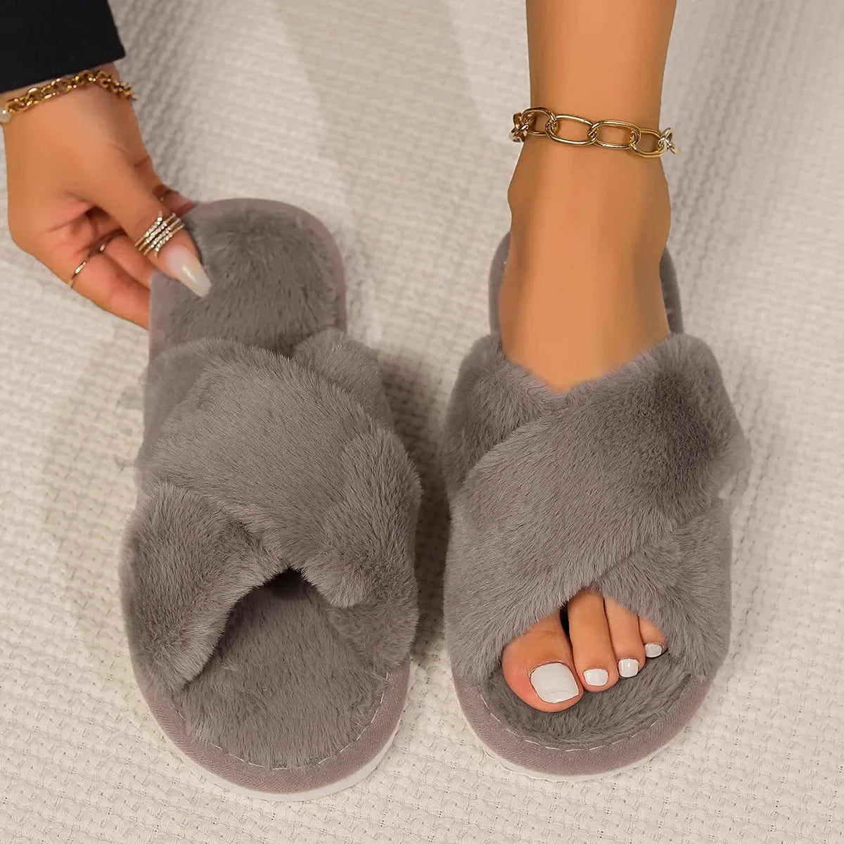Pantoufles/Chaussons d'Hiver Femmes - Peluche