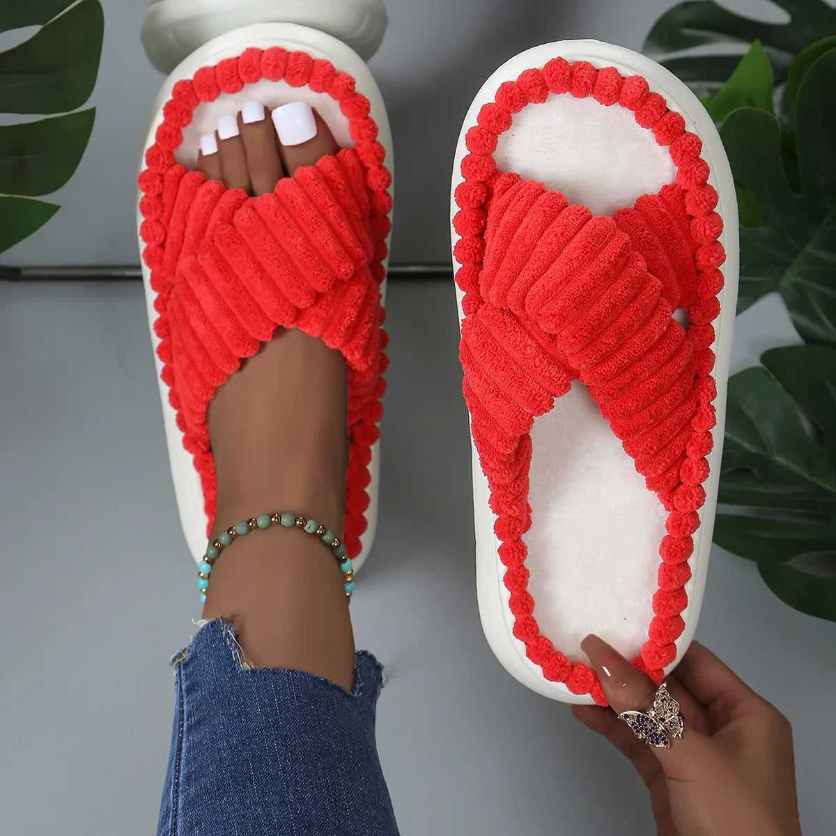 Pantoufles/Chaussons d'Hiver pour Femmes - Velours