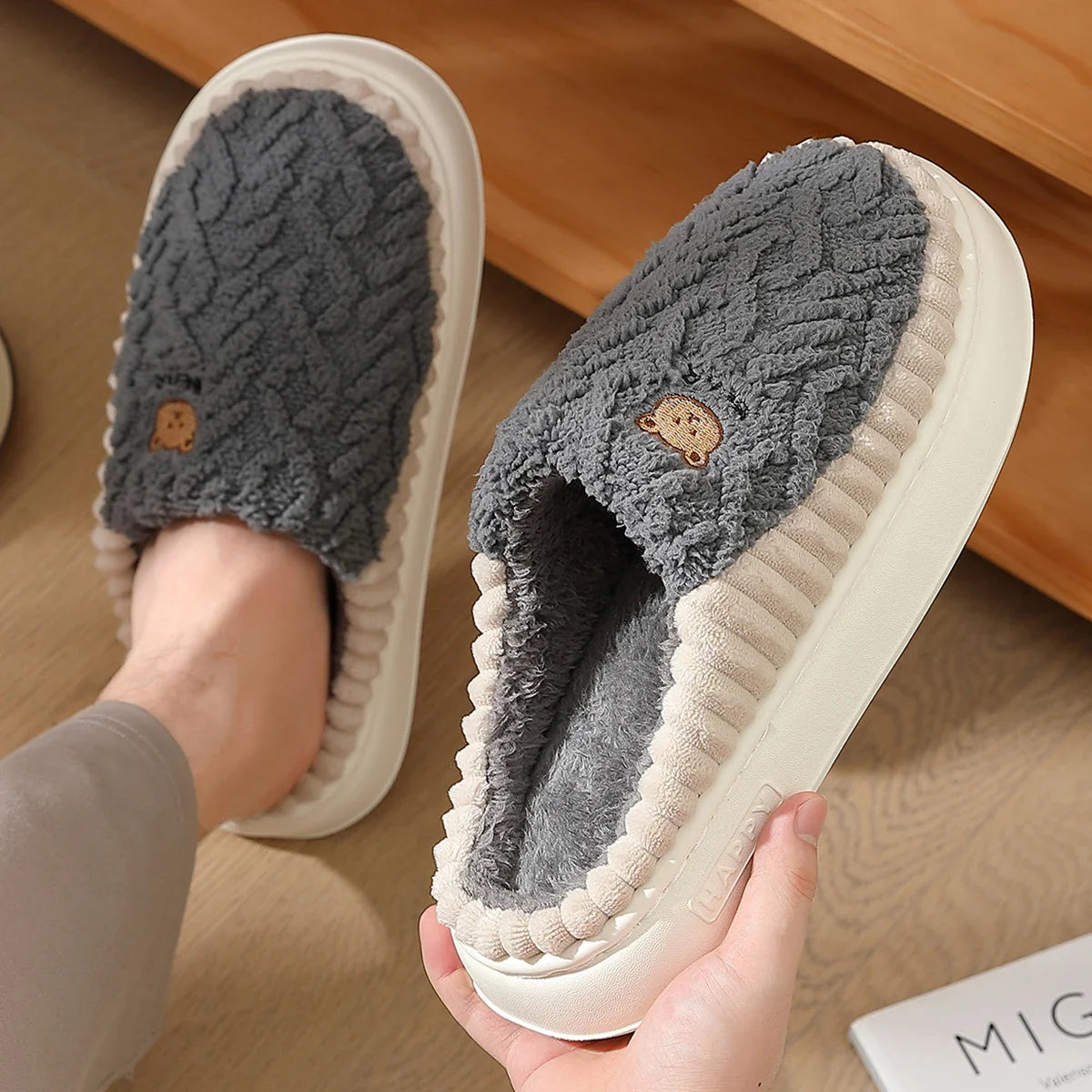 Pantoufles/Chaussons Hiver Moelleux Rembourrés - Hommes et Femmes